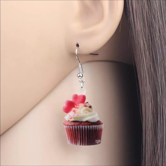 Sweetheart Cupcake Acrylic Hang Earrings - Picture 3 of 12